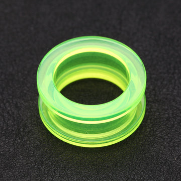 Detail View 1 of A Pair of Basic UV Acrylic Screw-Fit Ear Gauge Tunnel Plug-Green